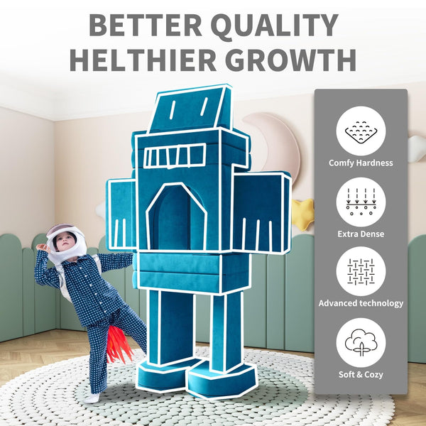 Wanan Kids Couch 13PCS, Modular Kids Play Couch for Playroom Bedroom, 13 in 1 Multifunctional Kid Sofa for Playing, Creativing, Sleeping, Indoor Toddler Couches for Boys and Girls