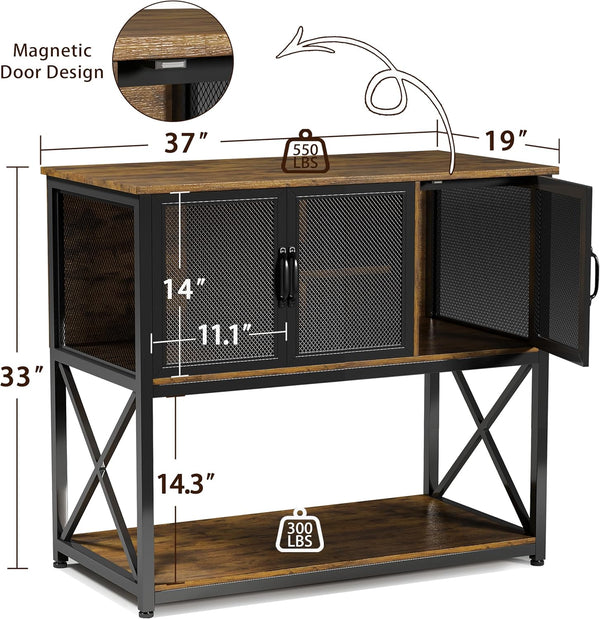40 Gallon Fish Tank Stand with Power Outlets, Metal Aquarium Stand with 4 in 1 Storage Shelves for Accessories Storage, Large Reptile Tank Turtle Terrariums Table, 1060 LBS Capacity