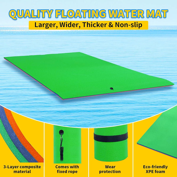 Linor 9 X 5Ft Lily Pad Floating Mat, 3-Layer Tear-Resistant Xpe Foam Floating Island for 3-5 Adults