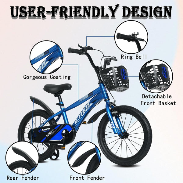 14" Kids Bikes for Girls and Boys, DEYGIA Kids' Bicycles with Training Wheels, Ages 3-5 Years
