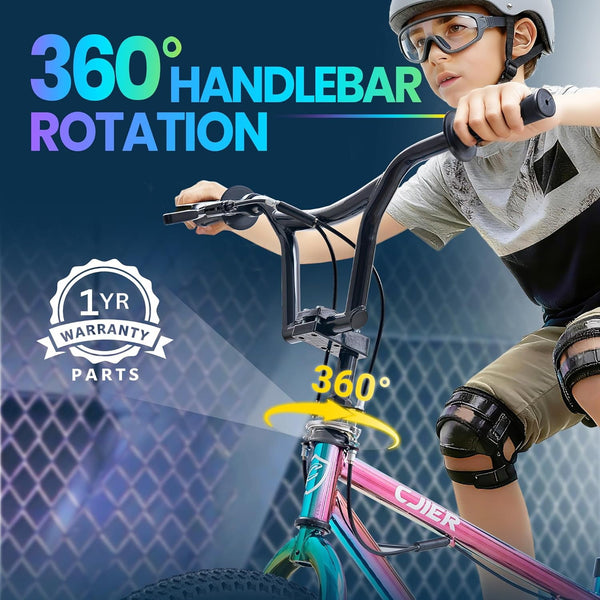 Akaber 20 Inch Kids Bike, BMX Bikes for Kids 6-14, Bike for Boys and Girls with 4 Pegs, High-Carbon Steel BMX Frame, 360° Handlebar Rotation