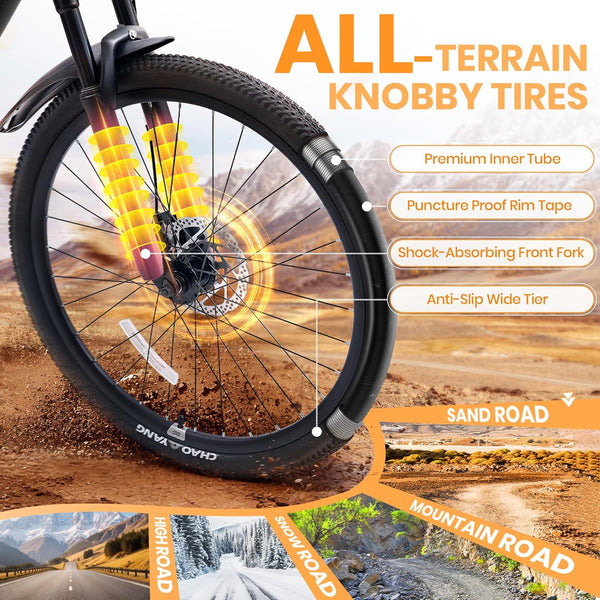 24 Inch Kids Mountain Bike for Boys and Girls 6+, 21-Speed All-Terrain Bicycle with Suspension Fork, Dual Disc Brakes, Rear Rack & Internal Cable Routing