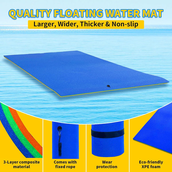 Linor 18 X 6Ft Lily Pad Floating Mat, 3-Layer Tear-Resistant Xpe Foam Floating Island for 7-9 Adults