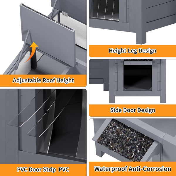Linor Outdoor Cat House, Insulated Cat House with Insulated All-Round Foam, Corner Design Feral Cat House Shelter for Outdoor Cats, for Winter, Weatherproof, Insulated, Large Opening Roof