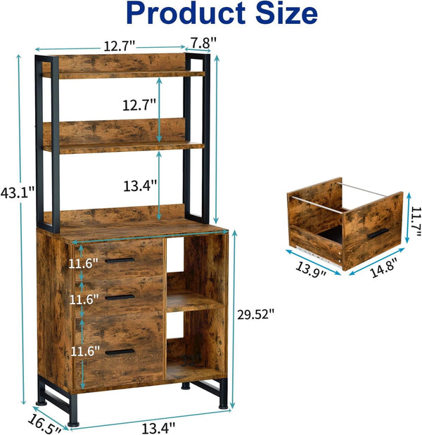 3 Drawer File Cabinet, Vertical Filing Cabinets for Home Office Organization, Stylish Office Shelves and Bookshelf with Drawers - A4 and Letter Size Compatible