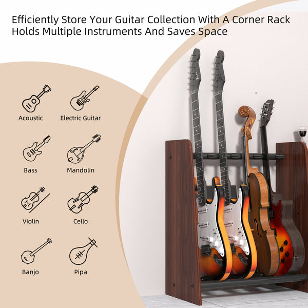 Multiple Guitar Stand, Corner Record Player Stand 8 Guitar Rack  Floor for Electric/Bass etc, 3-tier record player shelf