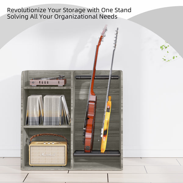 Multiple Guitar Stand, 2 Guitar Rack Holder Floor, 3-tier Storage Shelf for Guitar Amp Picks Accessories