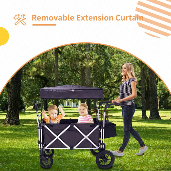 Stroller Wagon for 2 Kids, stroller wagon with canopy(Black)